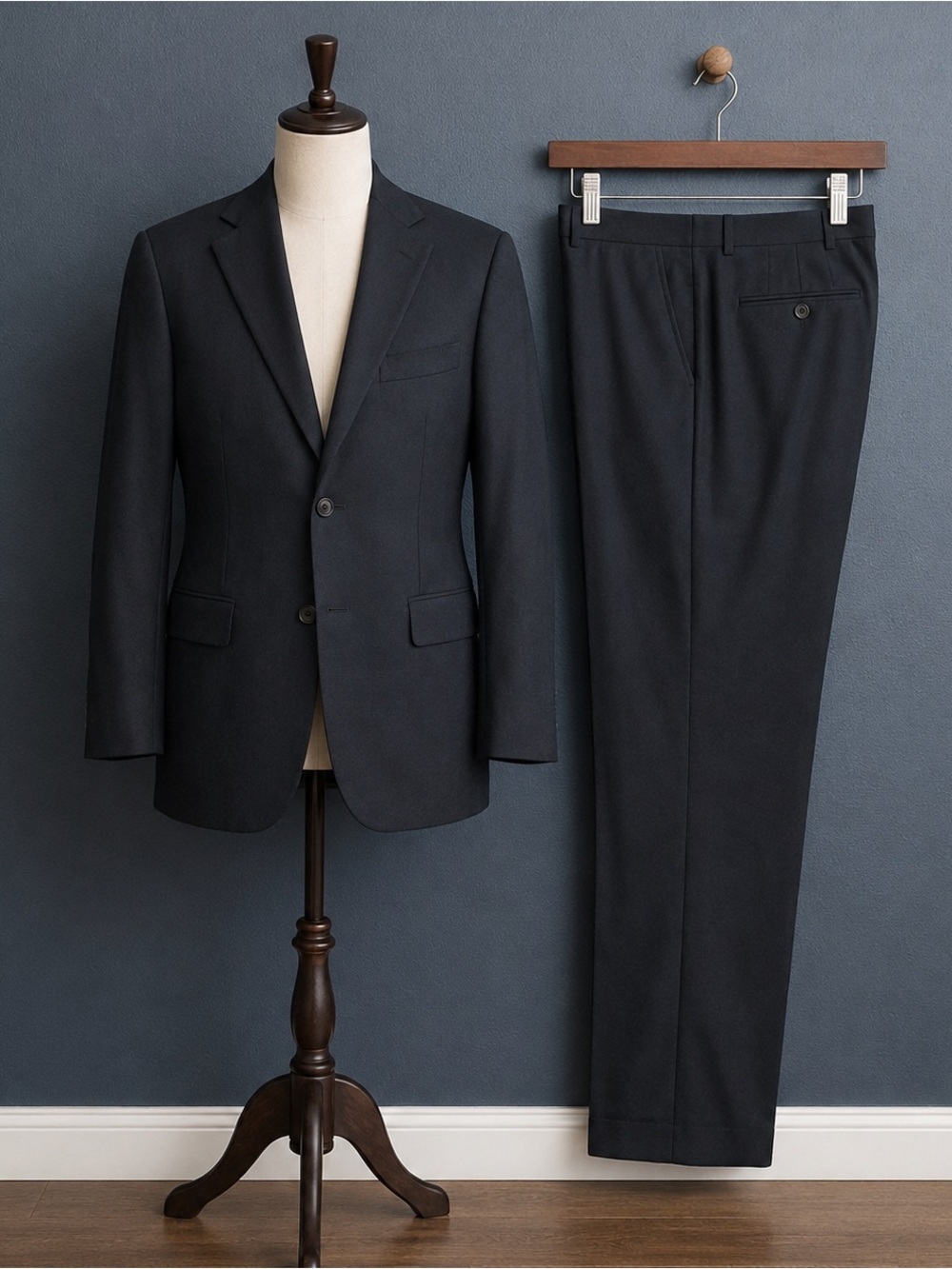 Brooksfield Men's Navy Two-Piece Suit - Notch Lapel Blazer & Trousers